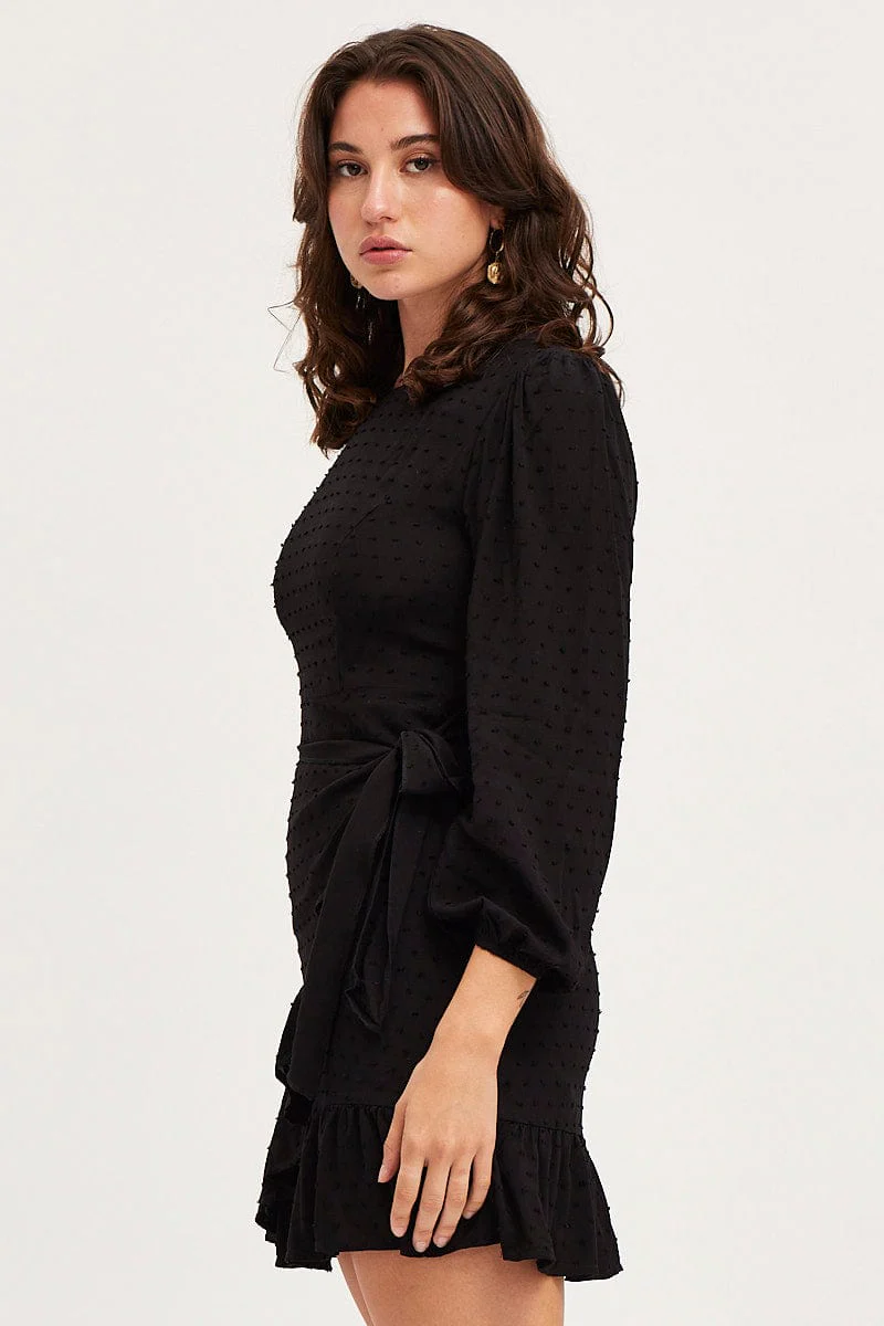 Black Mini Dress Long Sleeve Bodycon