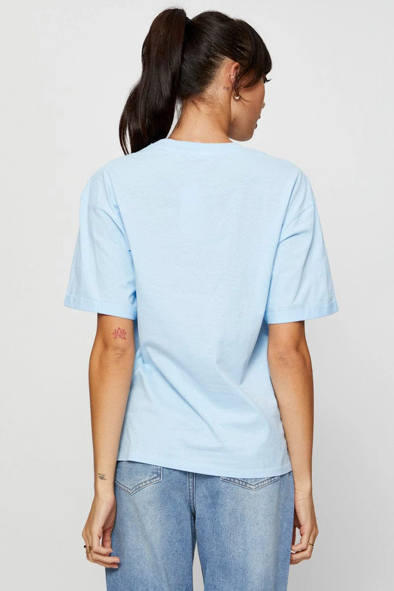 Blue Graphic T Shirt Short Sleeve