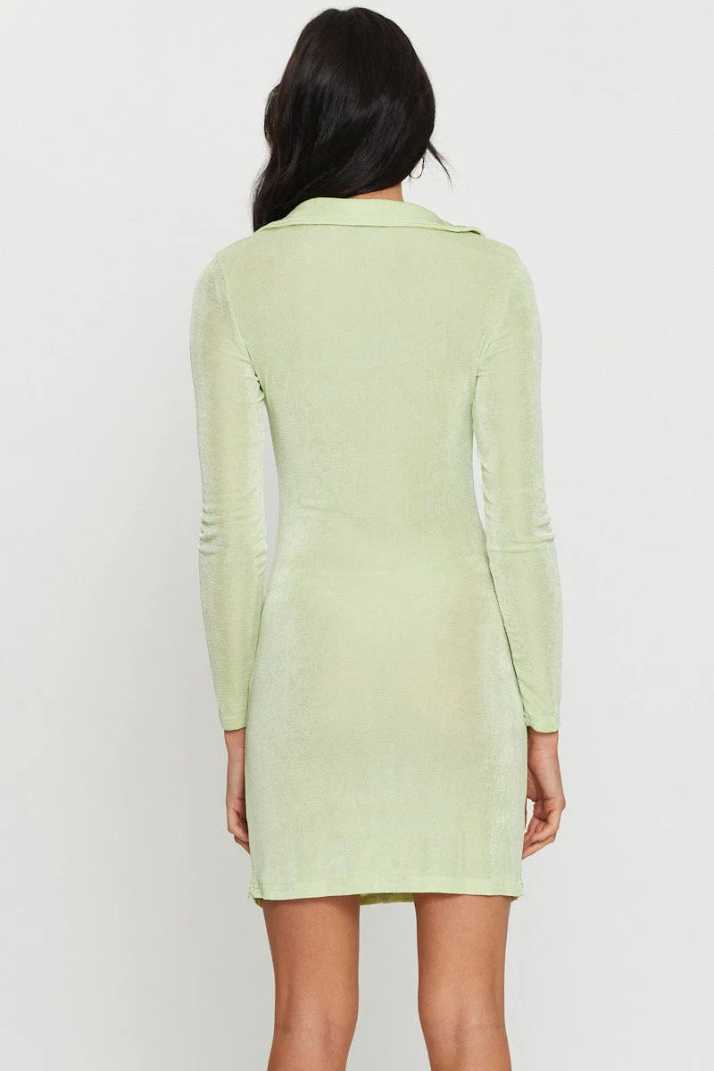 Green Mini Dress Long Sleeve