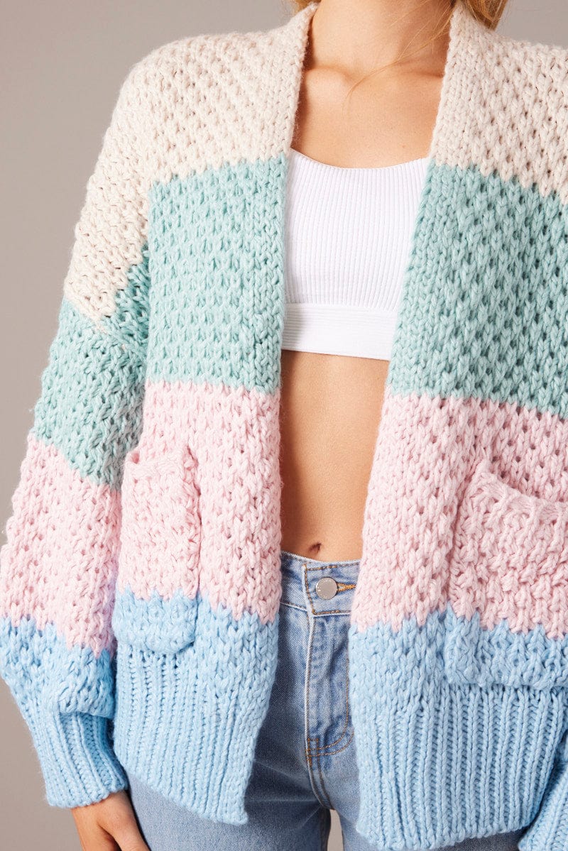 Multi Stripe Oversized Cardigan Stripe