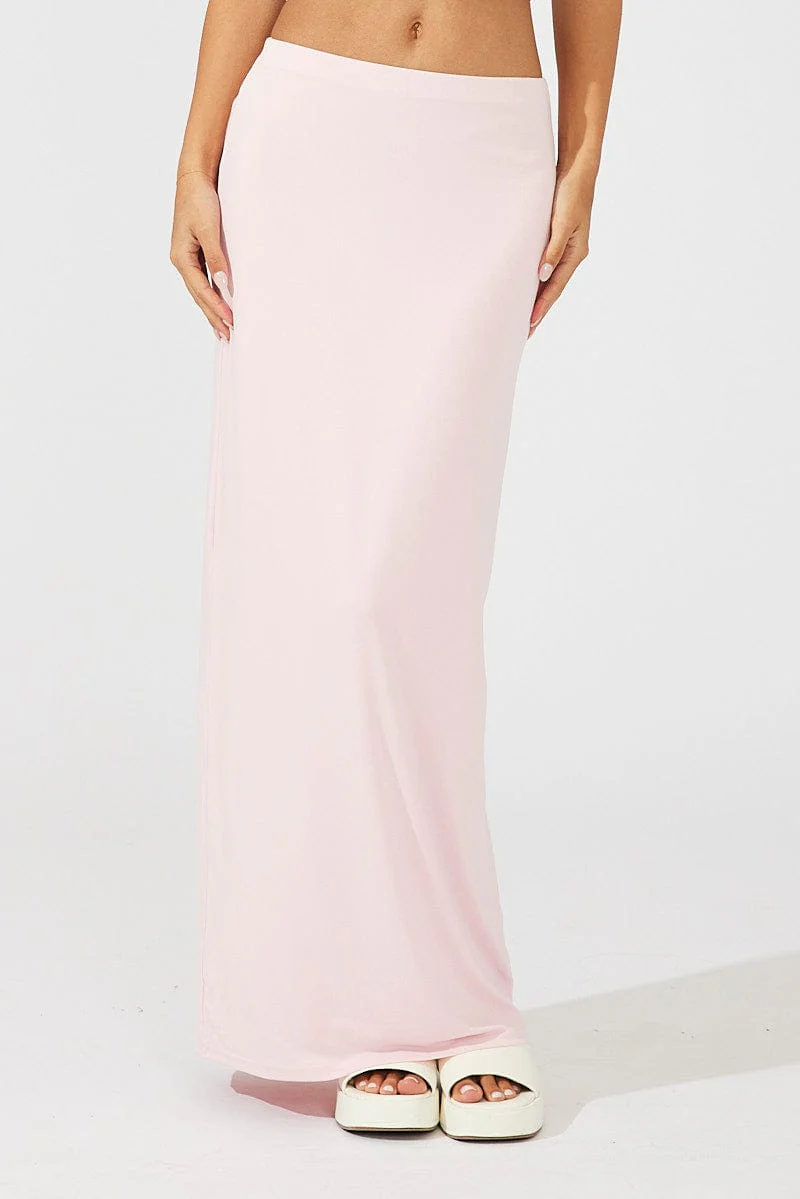 Pink Supersoft Slim Fit Maxi Skirt