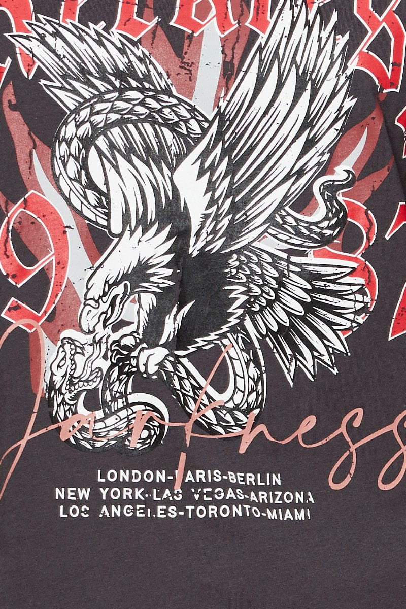 Grey Graphic T Shirt Short Sleeve