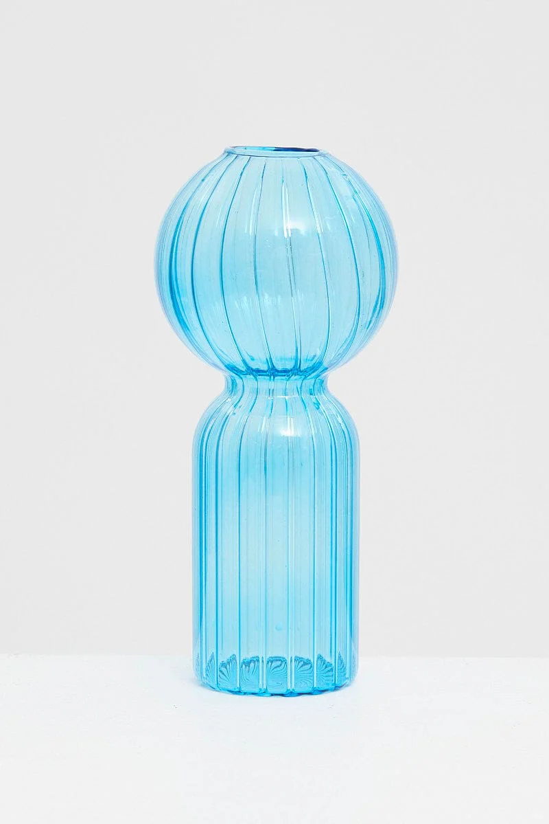 Blue Glass Candle Holder and Vase