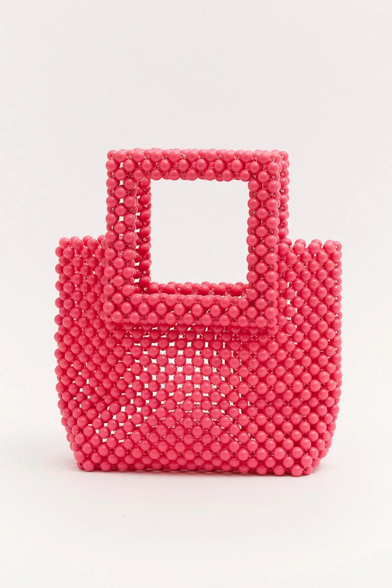 Pink Faux Pearl Bucket Bag