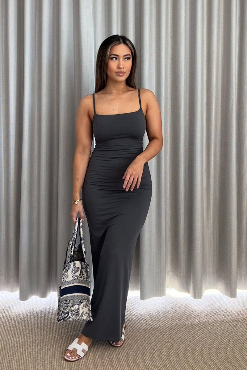 Grey Supersoft Slim Fit Maxi Dress