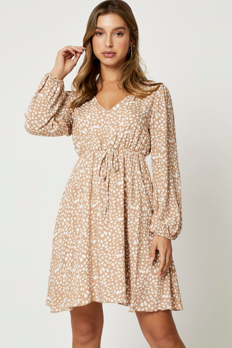 Polka Dot Button Front Skater Dress