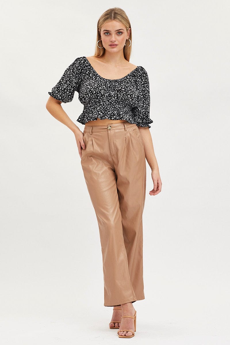 Print Crop Top Short Sleeve
