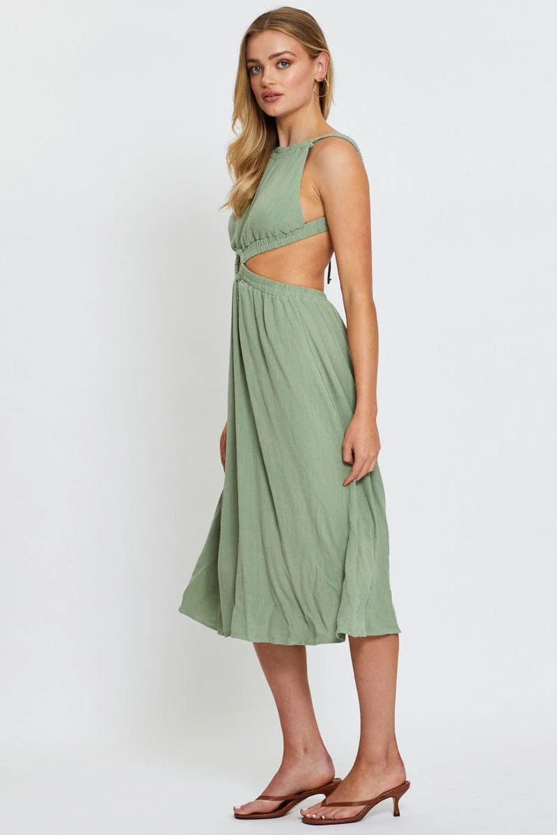 Green Midi Dress Sleeveless