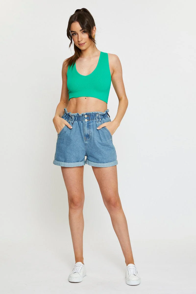 Green Tank Top Sleeveless Seamless