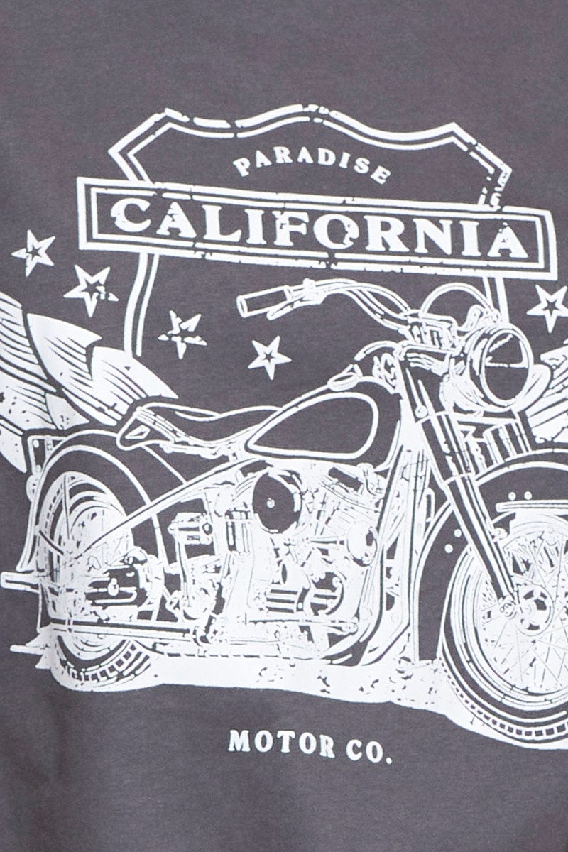 Grey Graphic T Shirt Short Sleeve