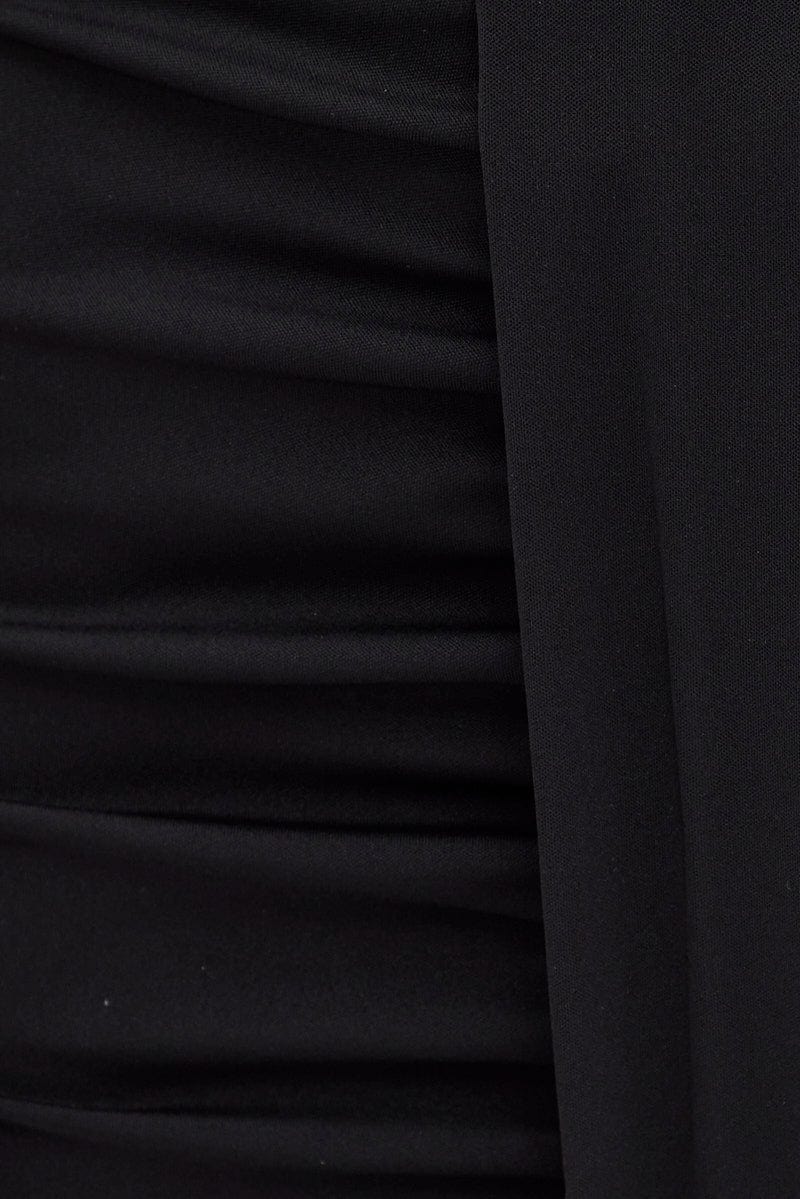 Black Tassels Ruched Mini Skirt