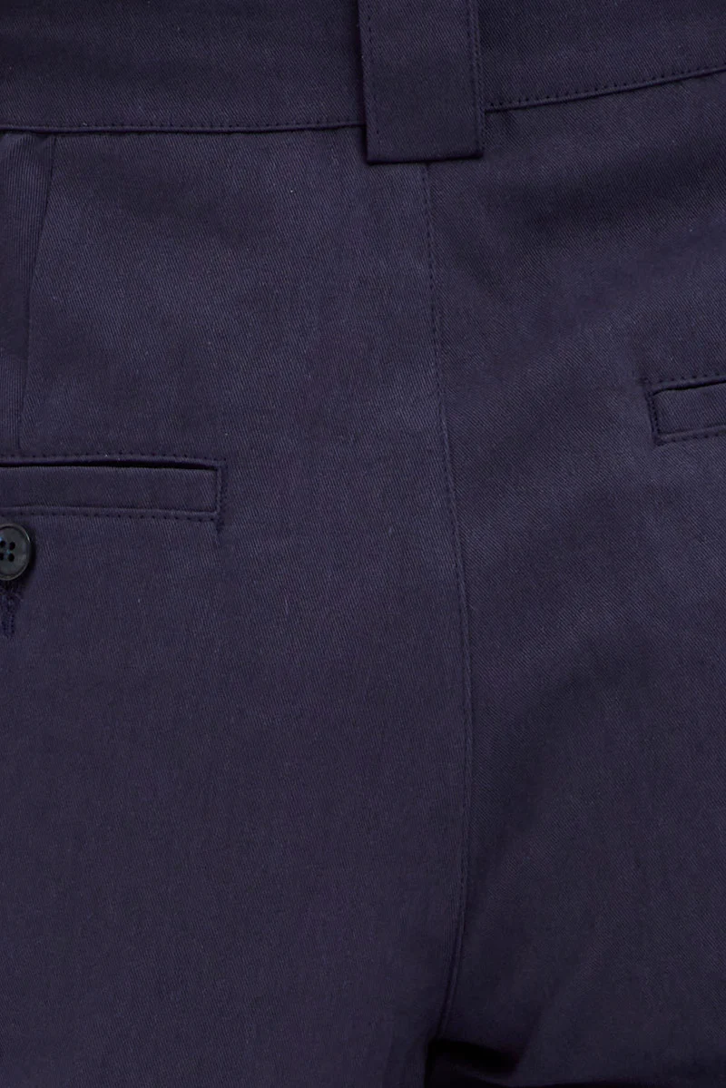 Blue Pant Straight Leg Turned Down Waist