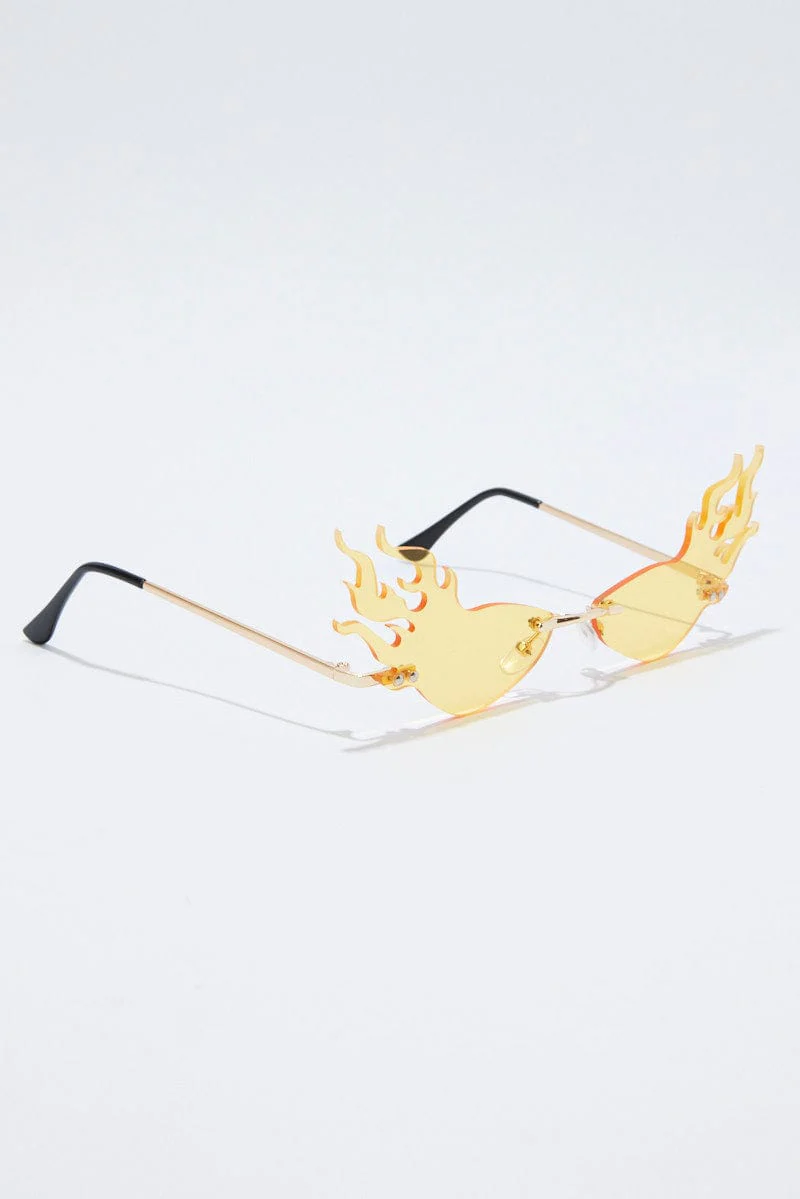Yellow Flame Shaped Sunglasses