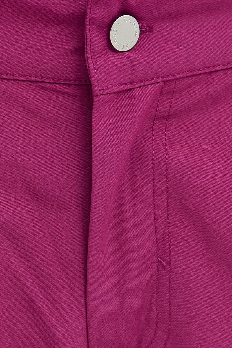 Purple Cargo Pants Mid-Rise Wide Leg Parachute