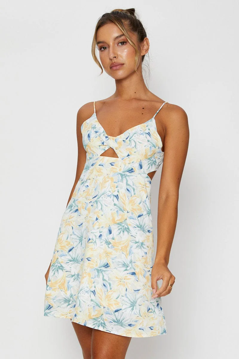 Print A Line Dress Mini