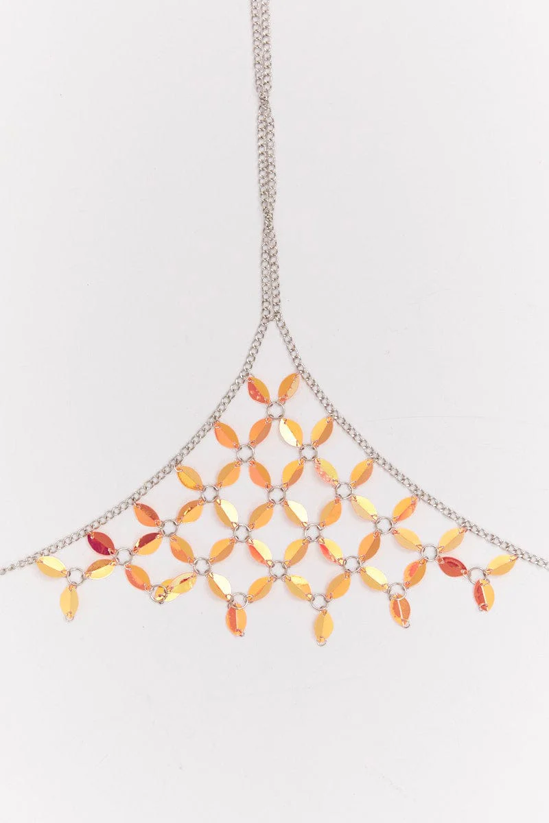 Pink Sequin Backless Halter Top