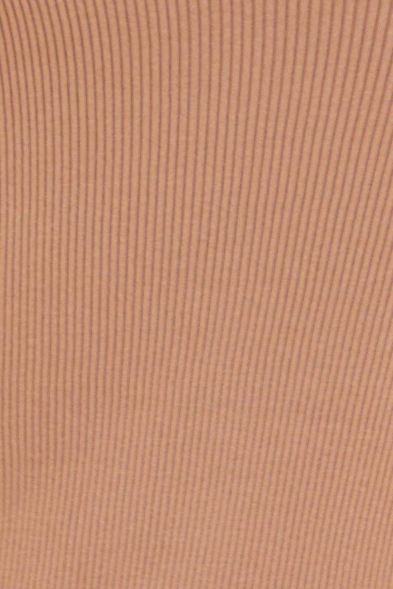 Beige Midi Dress Round Neck Colour Blocked Knit