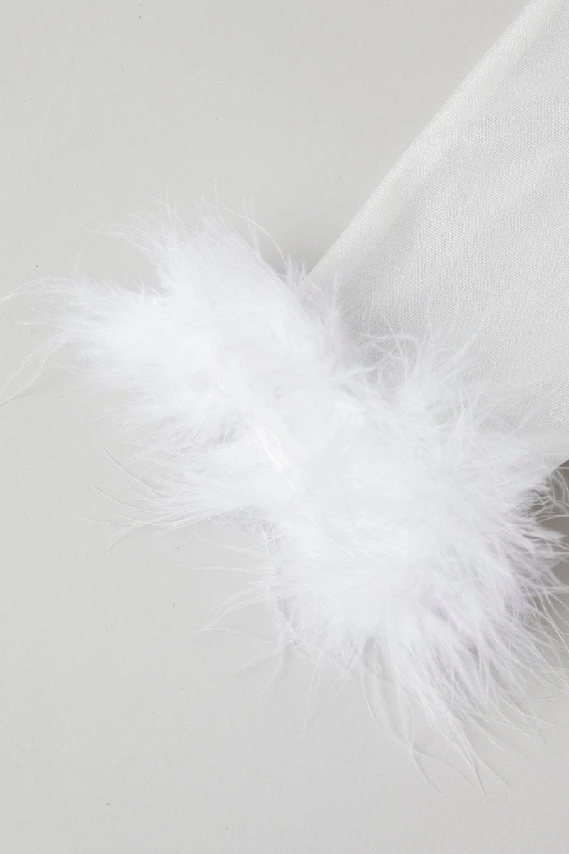 White Faux Fur Gloves Party