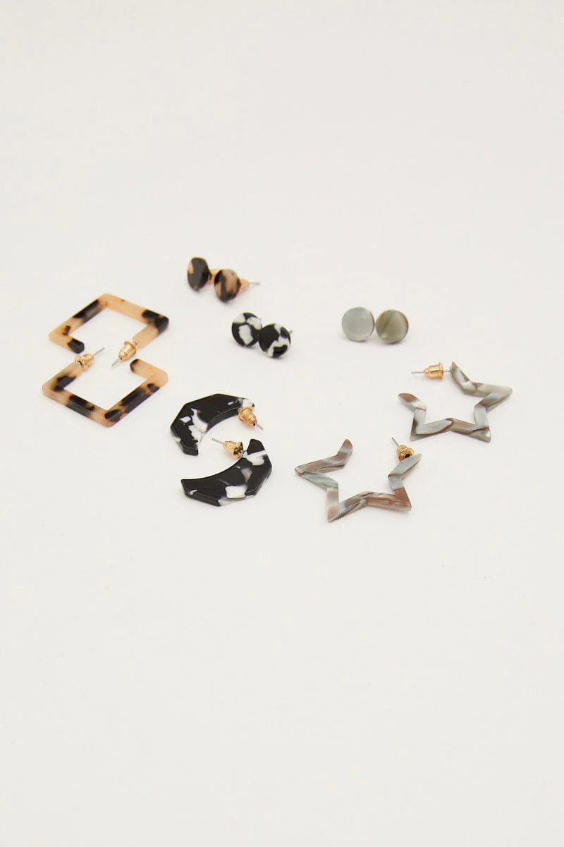 Multi 6 Pack Resin Earrings