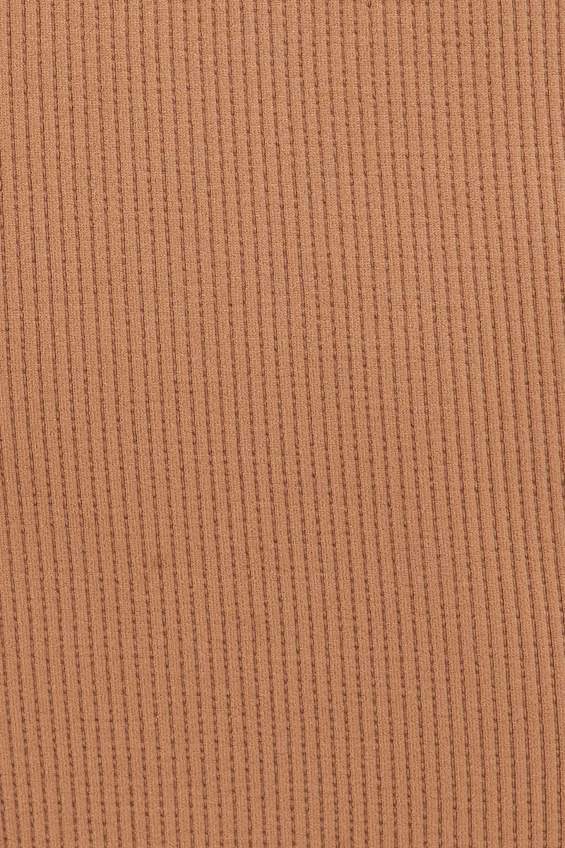 Brown T Shirt Short Sleeve Crew Neck Seamless