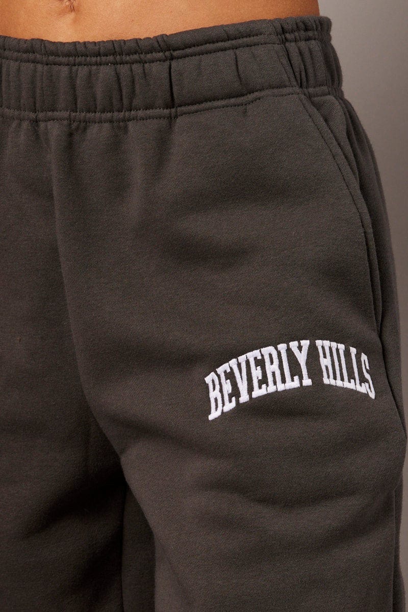 Grey Track Pants High Rise