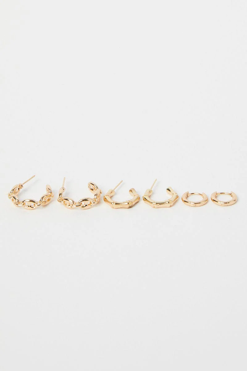 Gold 3 Pack Hoop Earrings