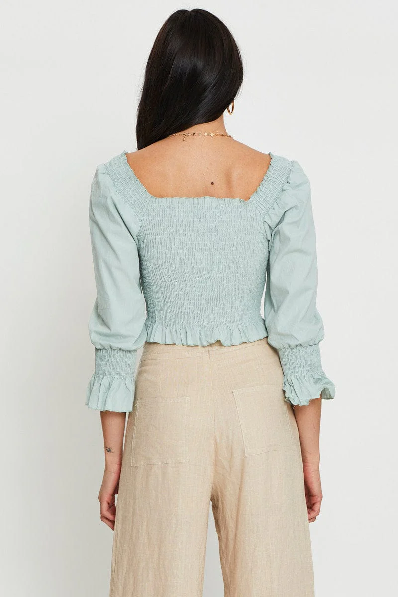 Green Peplum Top Long Sleeve