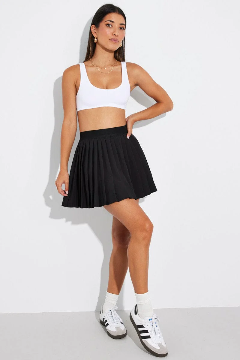 Black Mini Skirt Tennis High Rise