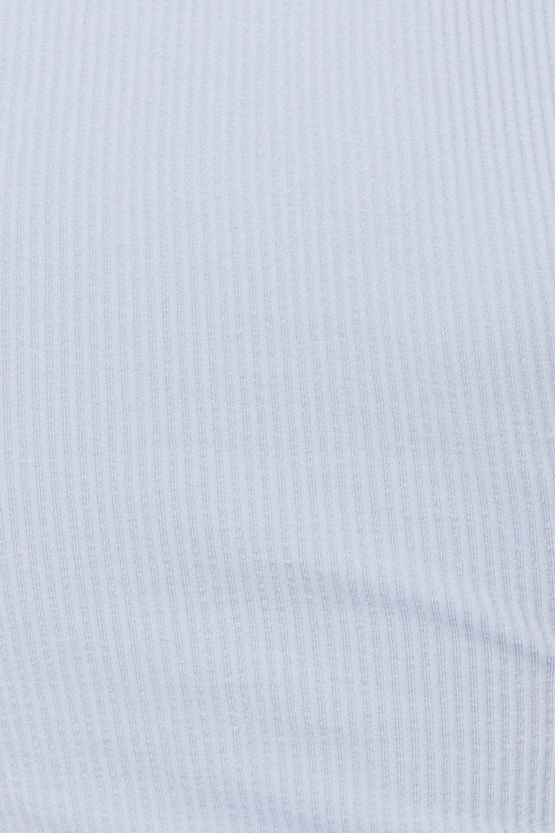 Blue Top Short Sleeve Round Neck Seamless