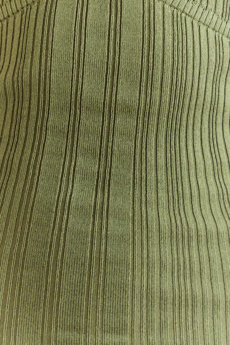 Green Knit Dress Sleeveless Midi