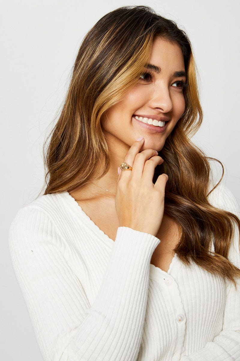 Gold Smily Face Chunky Ring