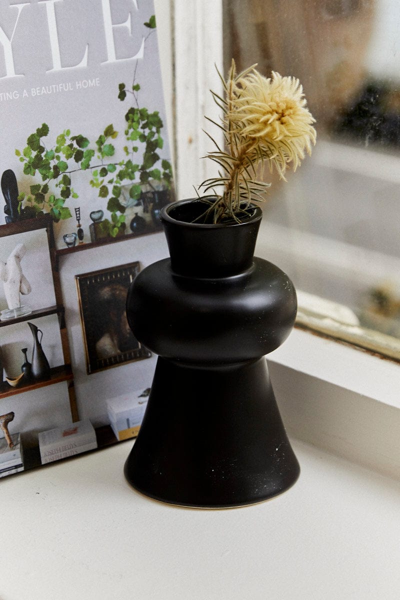 Black Ceramic Taper Vase