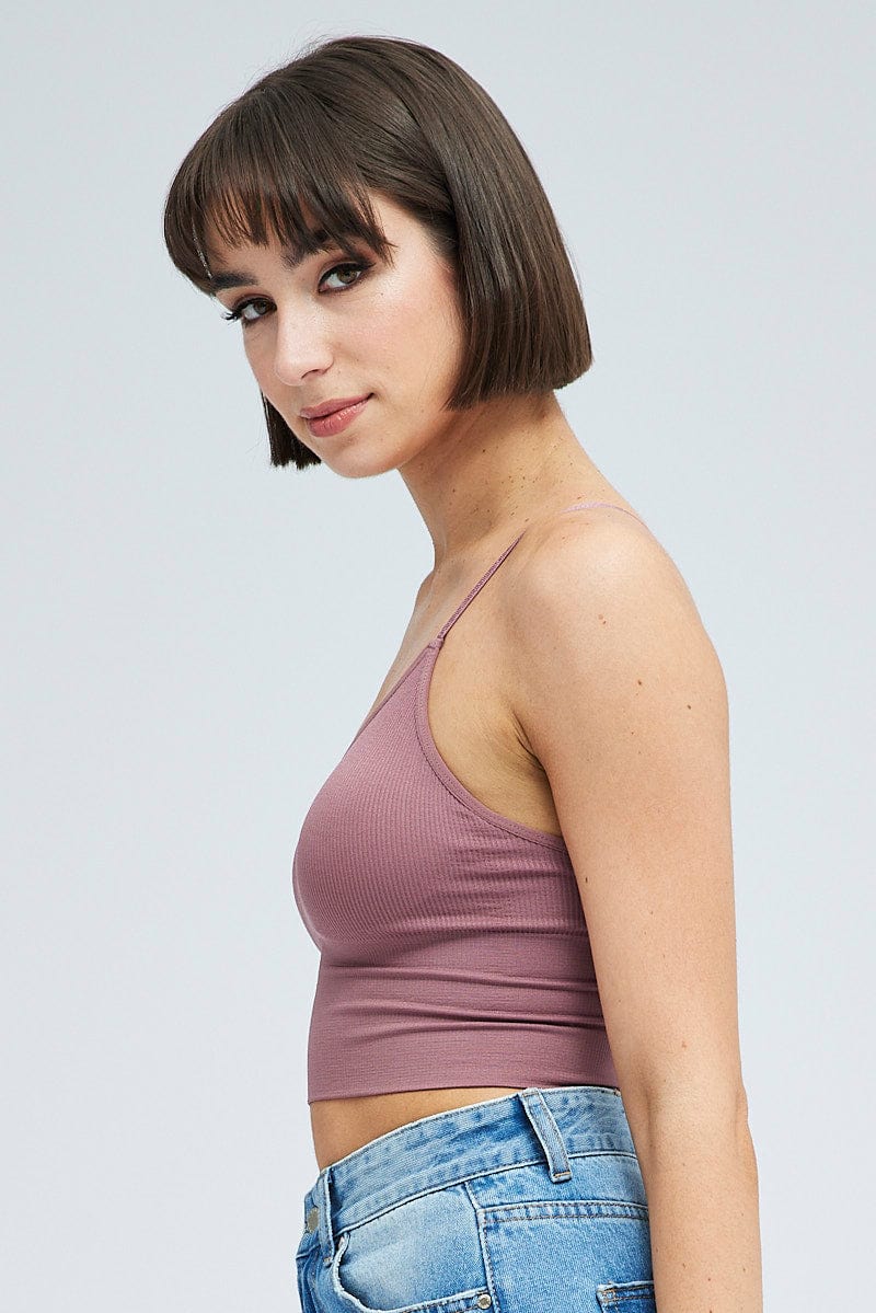 Purple Crop Singlet Top Seamless