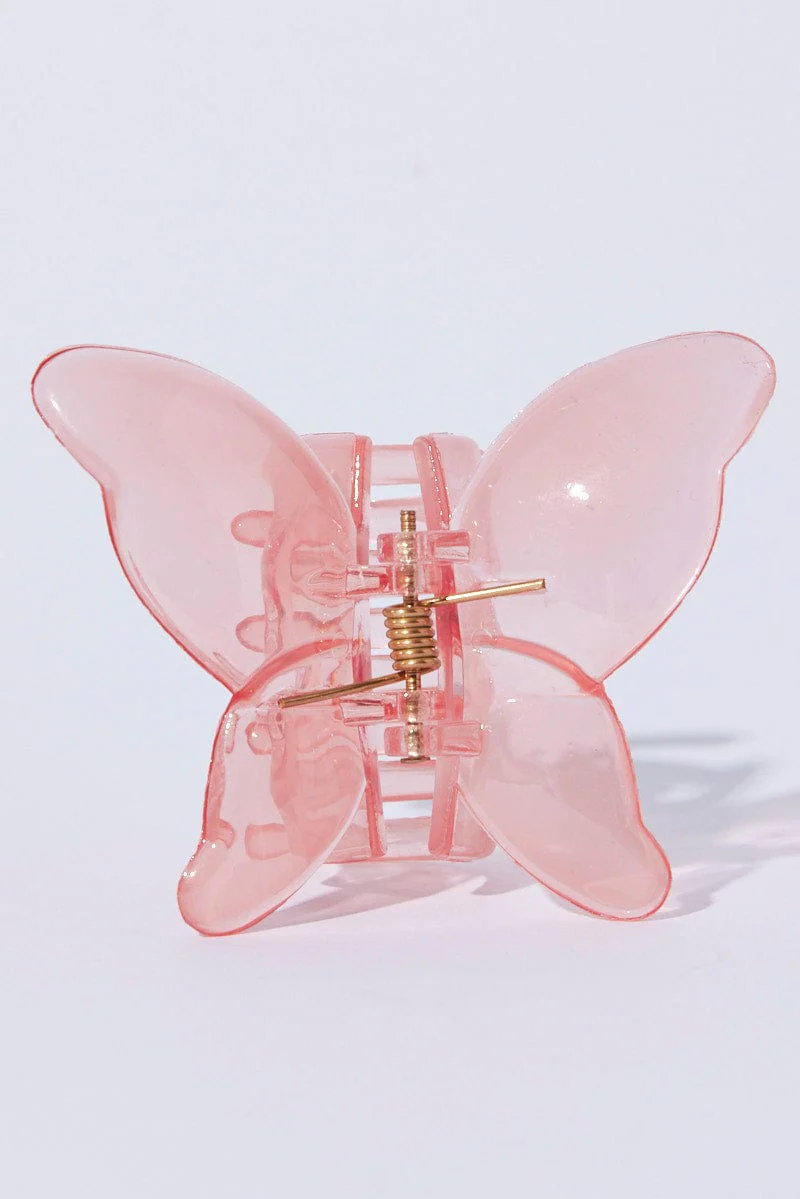 Pink Butterfly Claw Clip