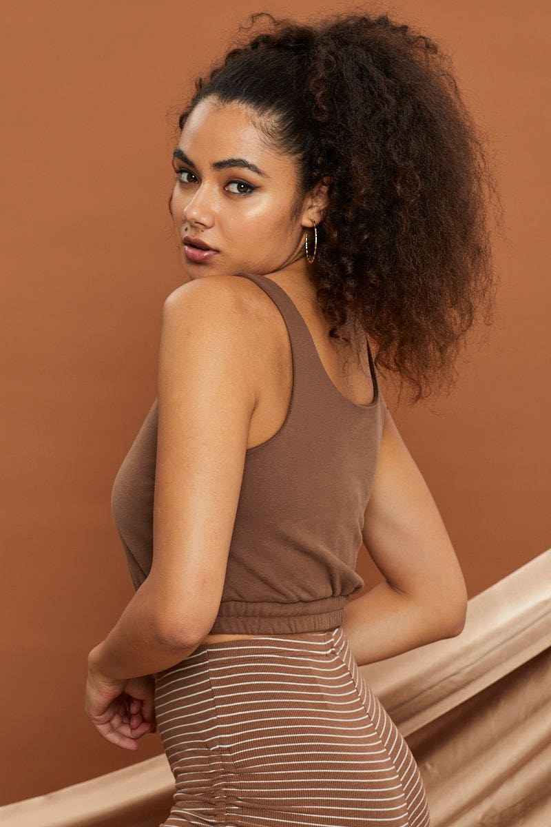 Brown Sweat Crop Top