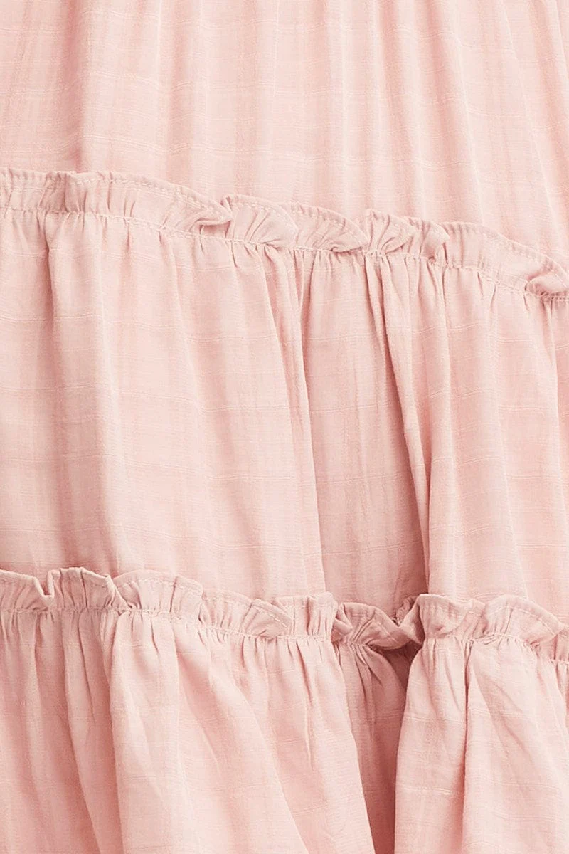 Pink Skater Dress Long Sleeve Mini