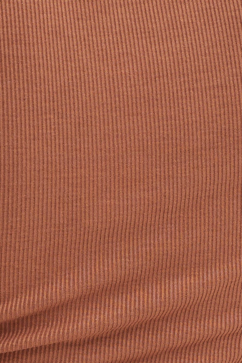 Beige Rib Knot Front Tank Top