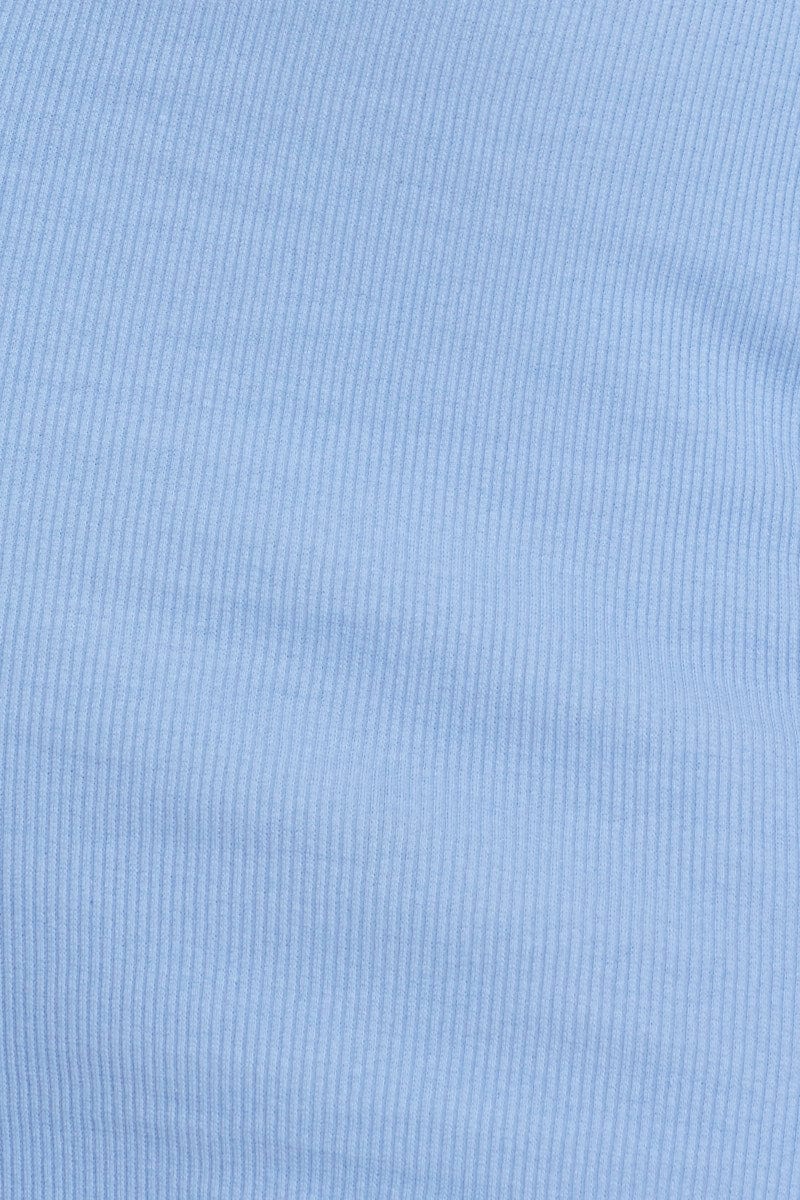 Blue Rib Dress High Neck