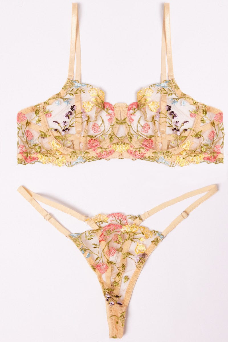 Multi Embroidery Lingerie Set