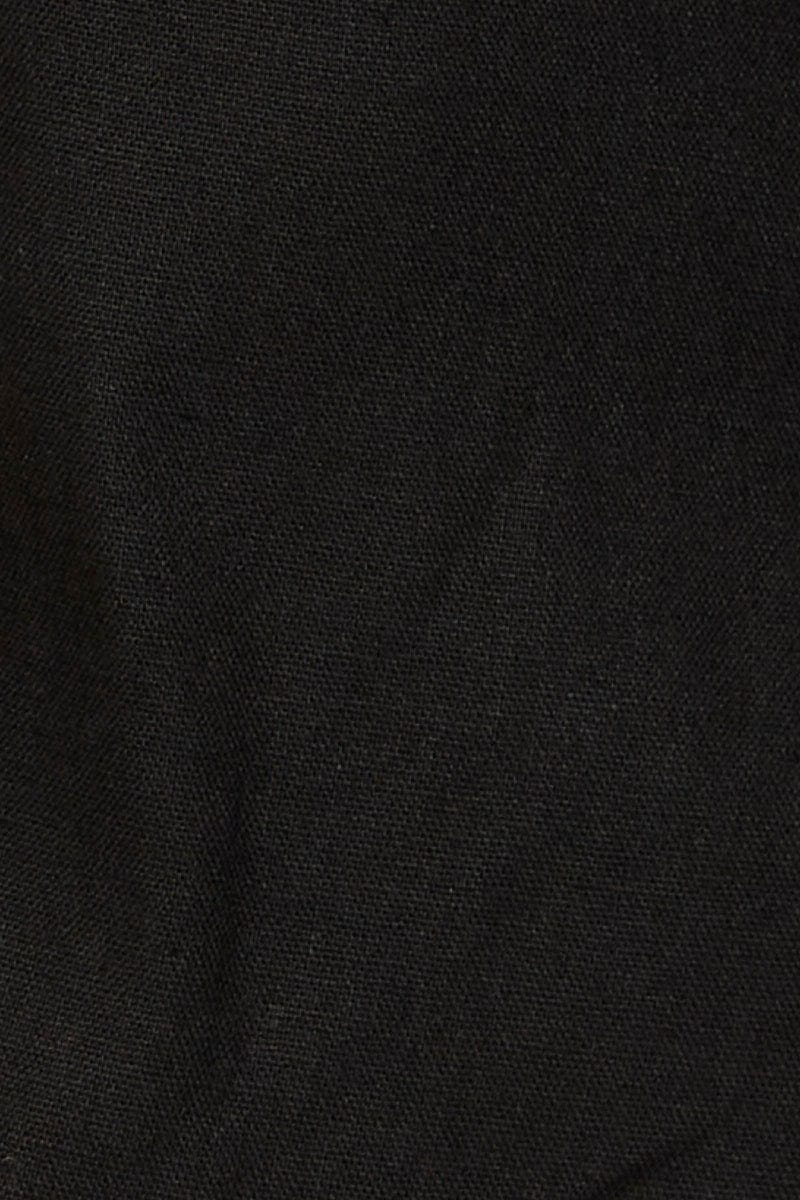 Black Singlet Top Sleeveless Crop Linen