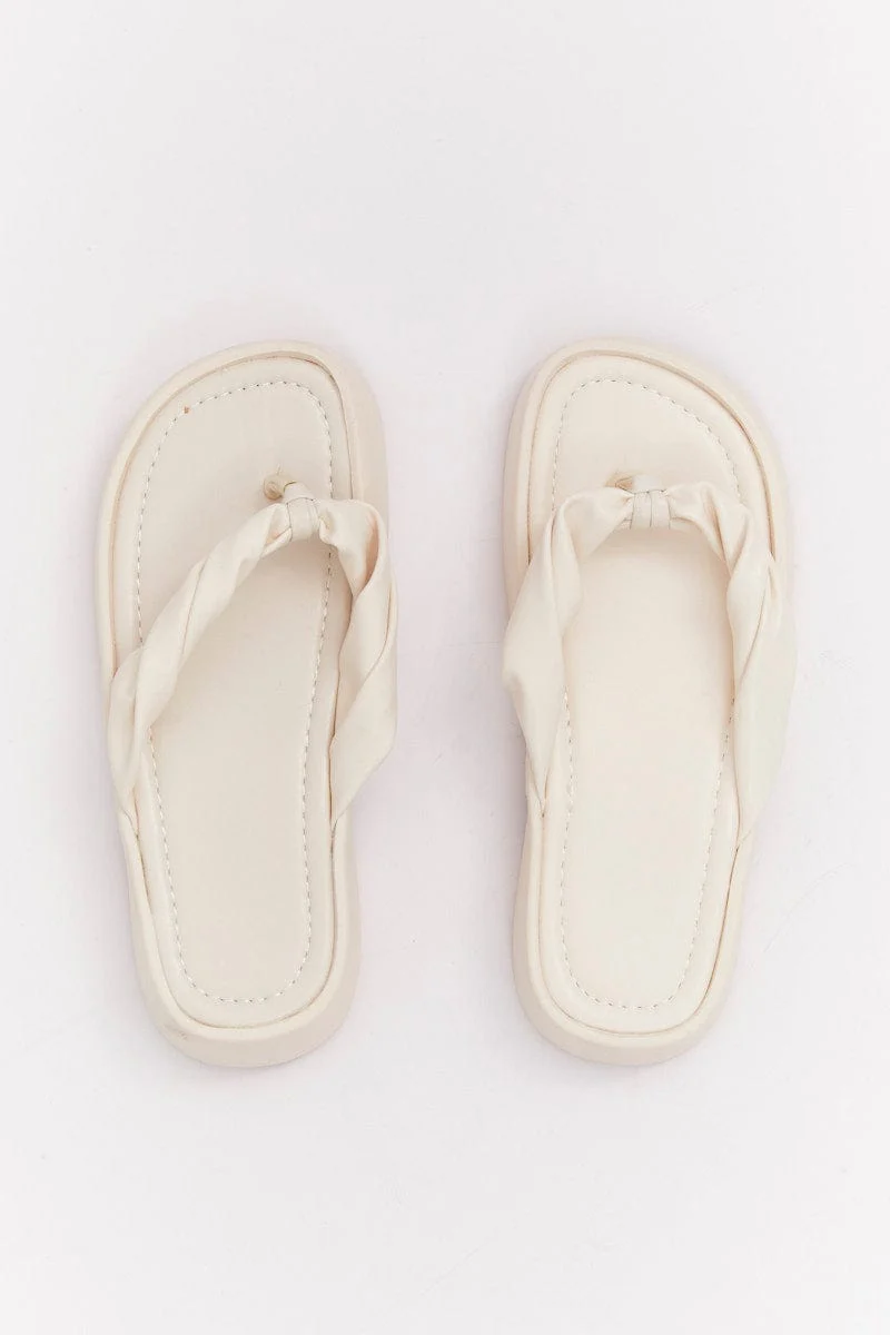 White Toe Post Chunky Sole Sandals