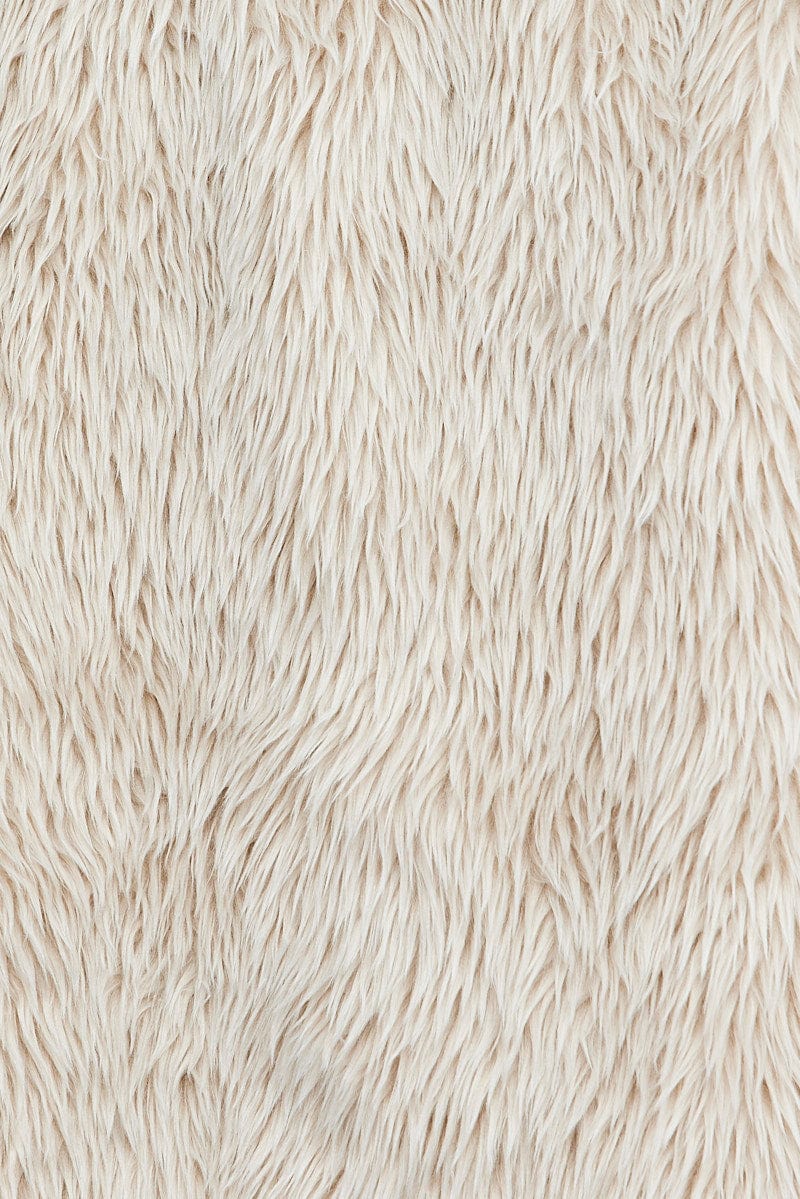 Camel Jacket Long Sleeves Collared Faux Fur