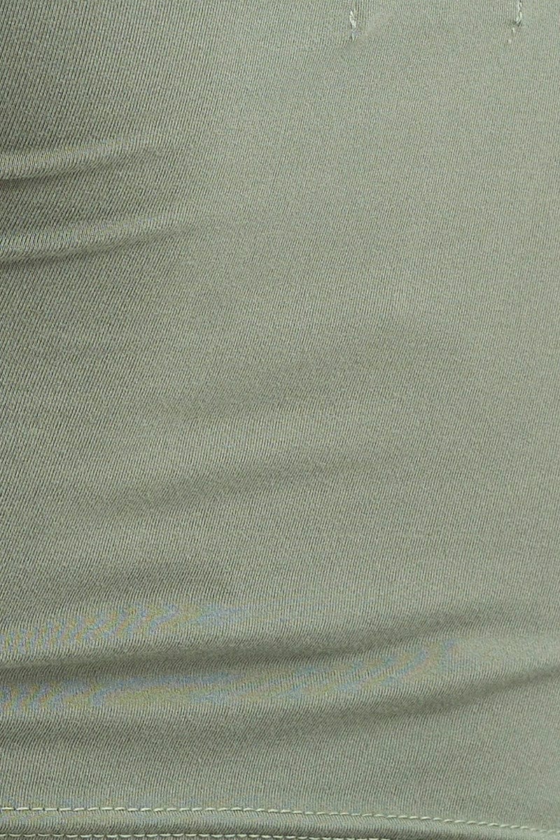 Green Tie Back Top Long Sleeve Crop