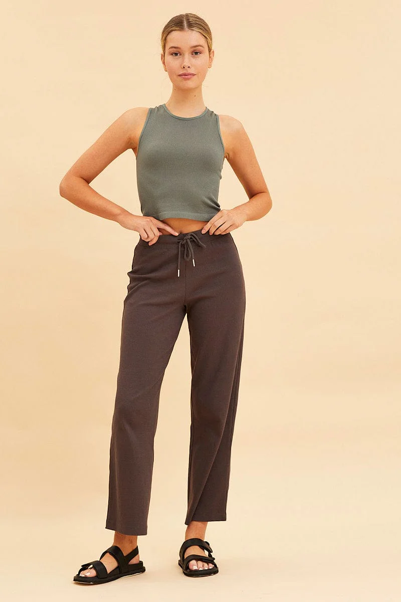 Green Seamless Tank Crop Racer Back Sleeveless