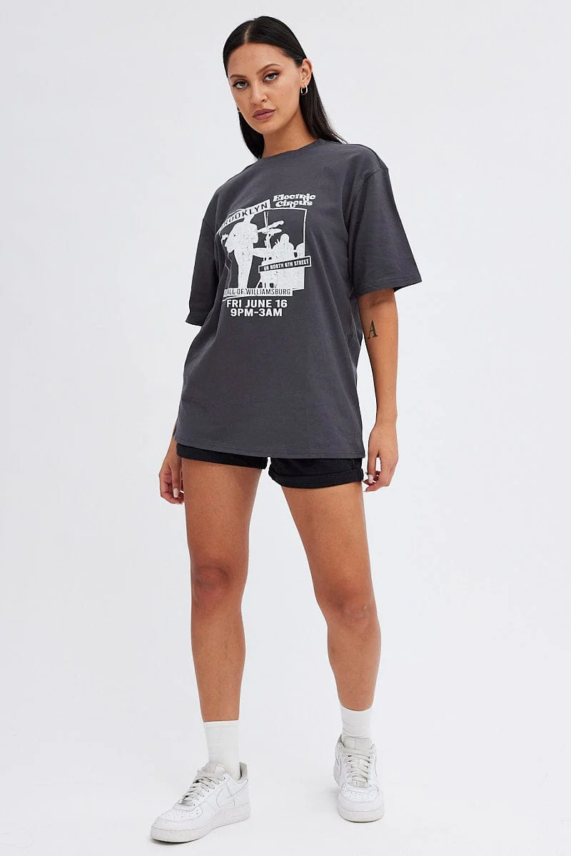Grey Graphic Tee Short Sleeve