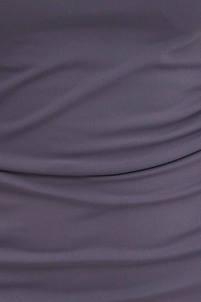 Grey Mini Dress Round Neck Activewear