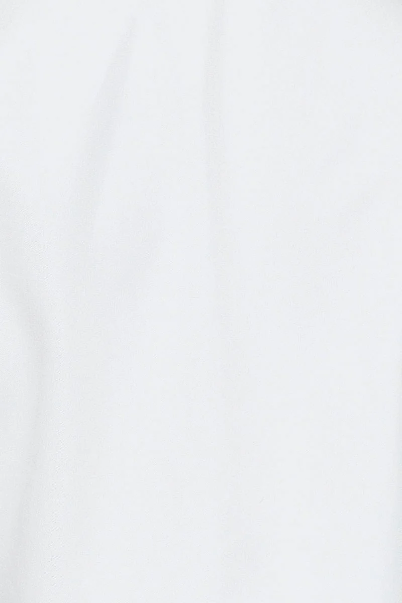 White Crop Shirts Short Sleeve Collared