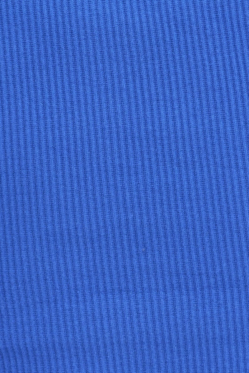 Blue Crop Tank Top Crew neck