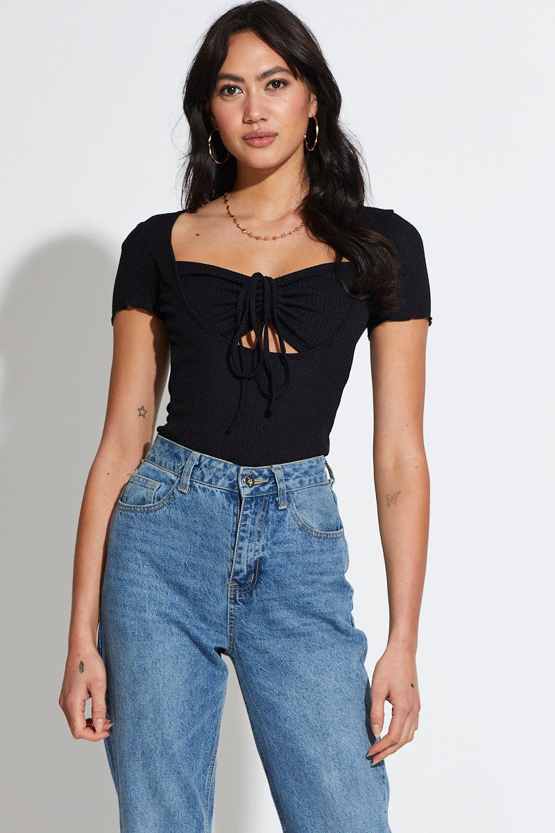 White Cut Out T Shirt Halter Neck