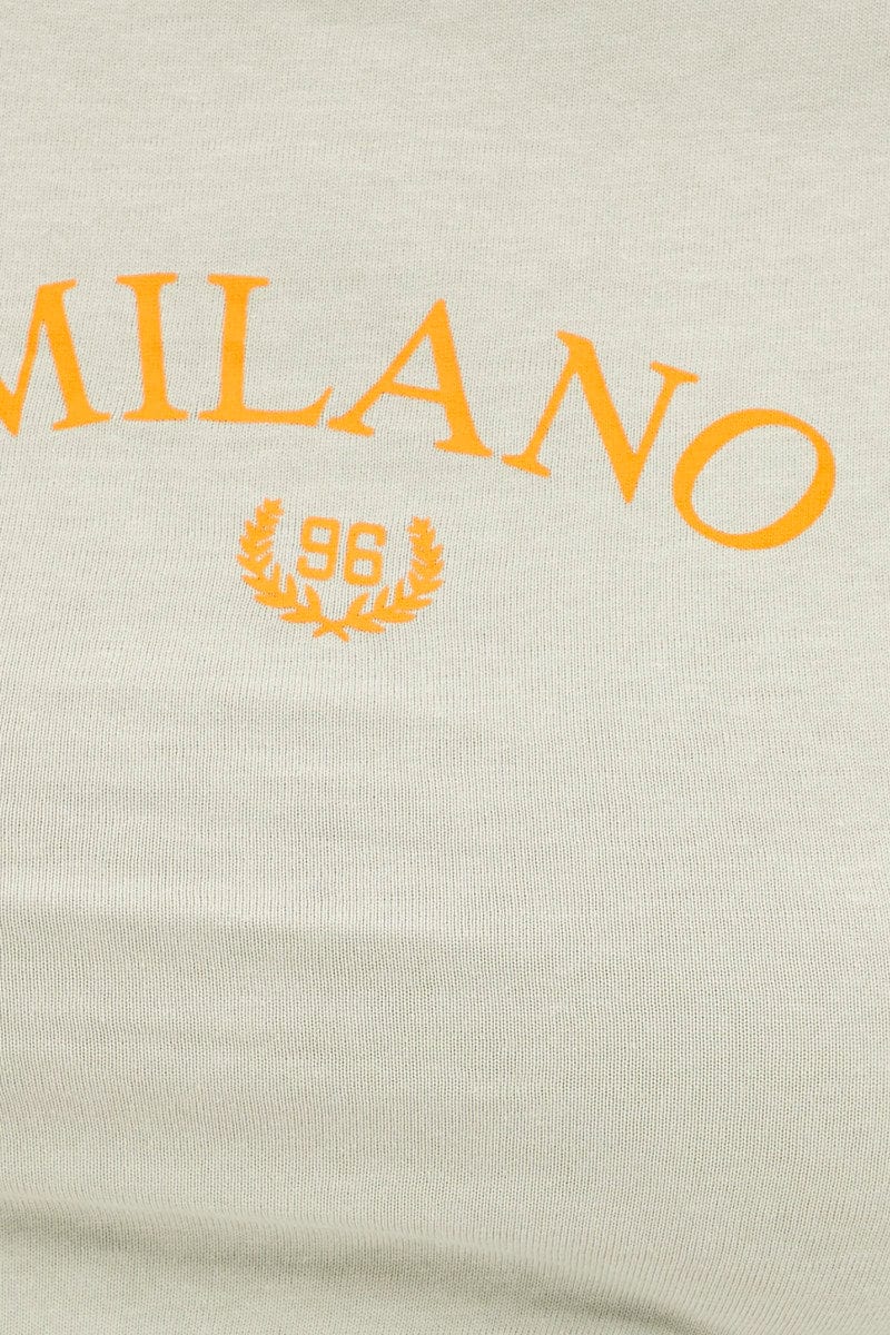 Green Jersey Short Sleeve Graphic Crop Tee